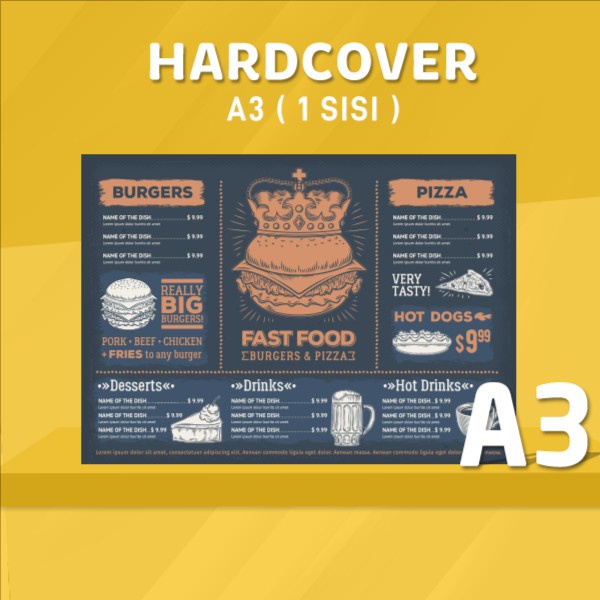 Papan Menu Retoran / Hard Cover Menu / Menu Board - A3 satu sisi