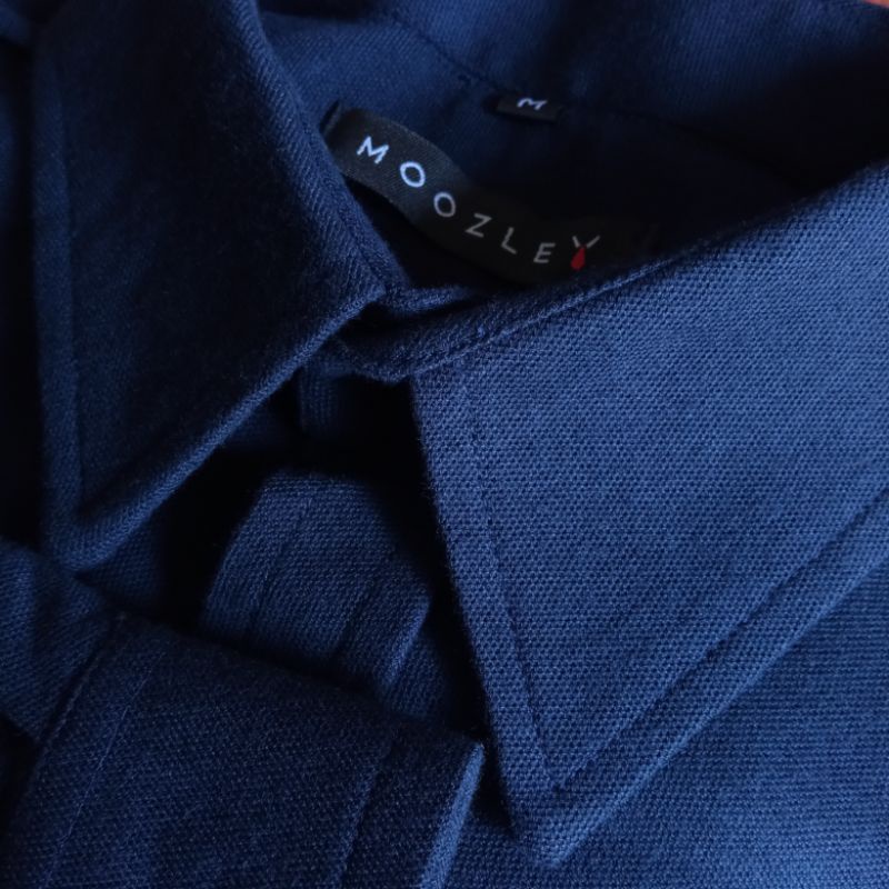 Kemeja Pria Big Size Pique Lengan Panjang Navy XXL - XXXXXL [KemQue] by Moozley