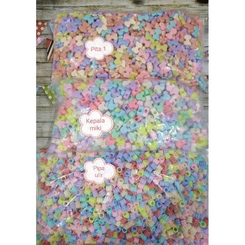 Manik mote meronce kalung gelang warna pastel 25 gr/50 gr