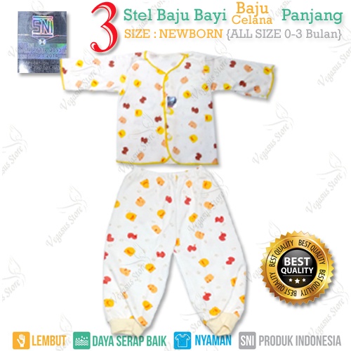 3-6 Set Baju Lengan Panjang Bayi &amp; Celana Panjang Bayi Shankusen Newborn(0-6Bulan) - 3-6Pasang-Vega5us Store(COD)