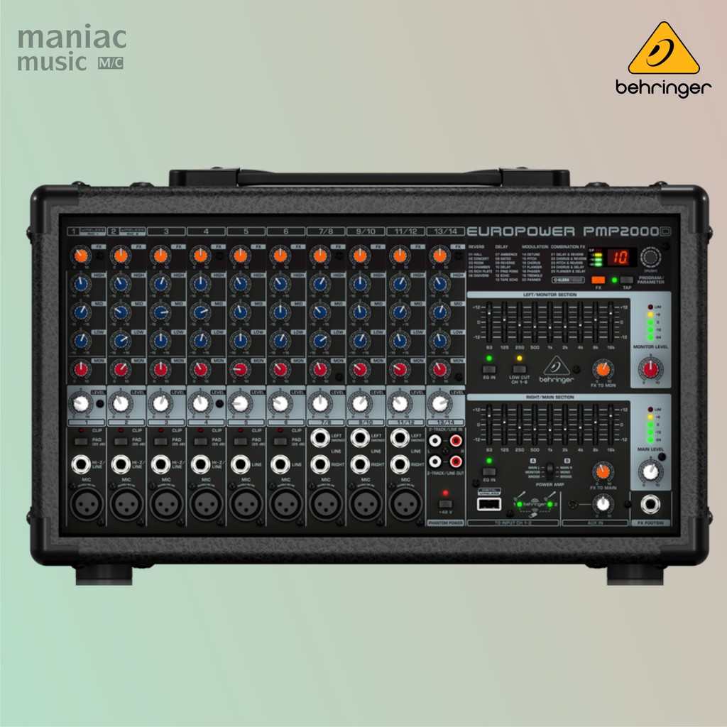 Behringer PMP2000D - Power Mixer, 14 Channel, 2000 Watt, Multi Efek, Equalizer, Mic Preamp, Phantom