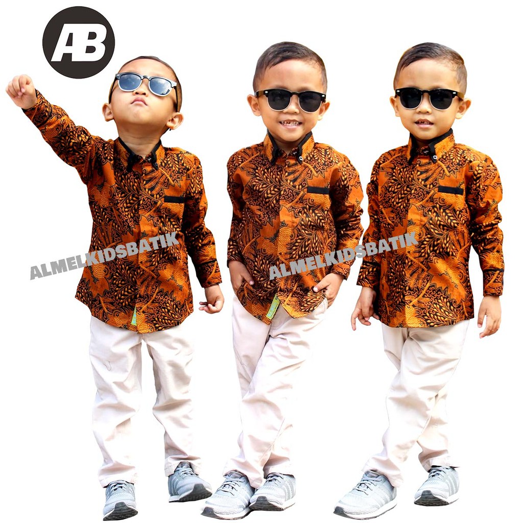 Kemeja batik anak laki-laki motif pari jenggama 2,baju batik anak untuk usia 1-15 tahun