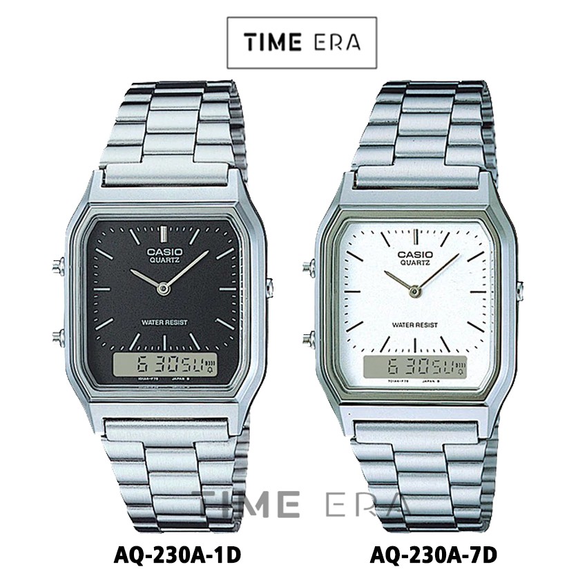 Casio General AQ-230A-1D 2A1/ AQ230A-7A 2A2 7B 7D Unisex Digital Stainless Silver