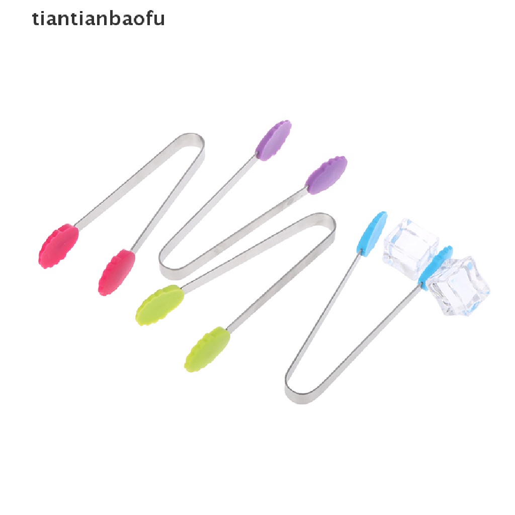 [tiantianbaofu] 1Pc Silicone Food Tongs Flower Shape Stainless Steel Non-slip Ice Candy FoodClip Boutique