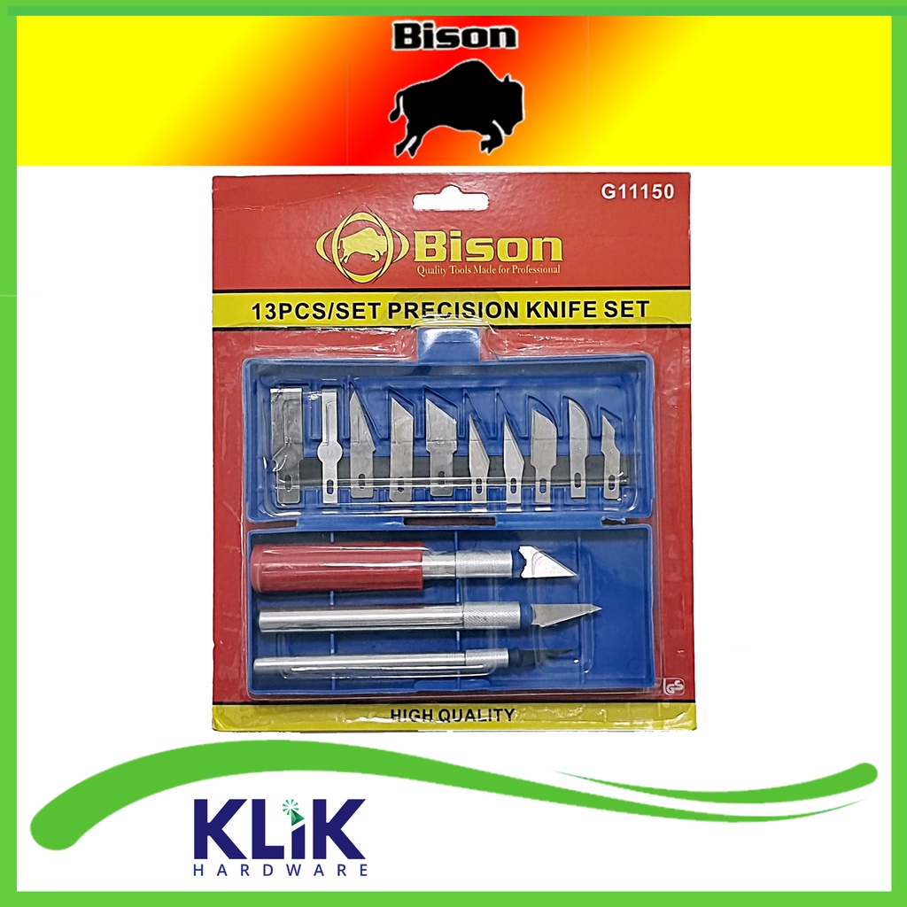 Bison Pisau Cutter Ukir Grafir Akrilik Set 13 + 3 Pcs Pahat Kayu Hobby Knife