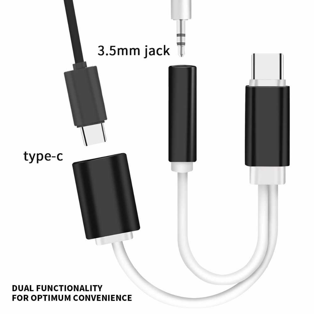 Konektor Komputer Adapter 2 in 1 3.5mm Headphone+USB Type C Terbaru Multifungsi Smartphone Terbaru