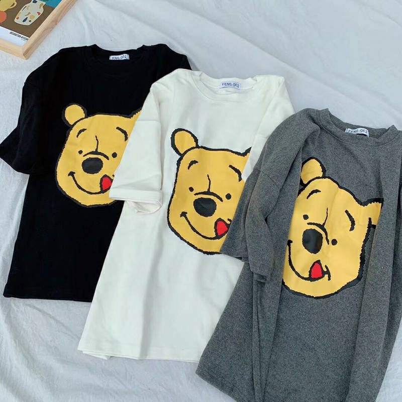 TBI Kaos Pooh Bear T-Shirt Oversized Lisa Blackpink Loose Shirt