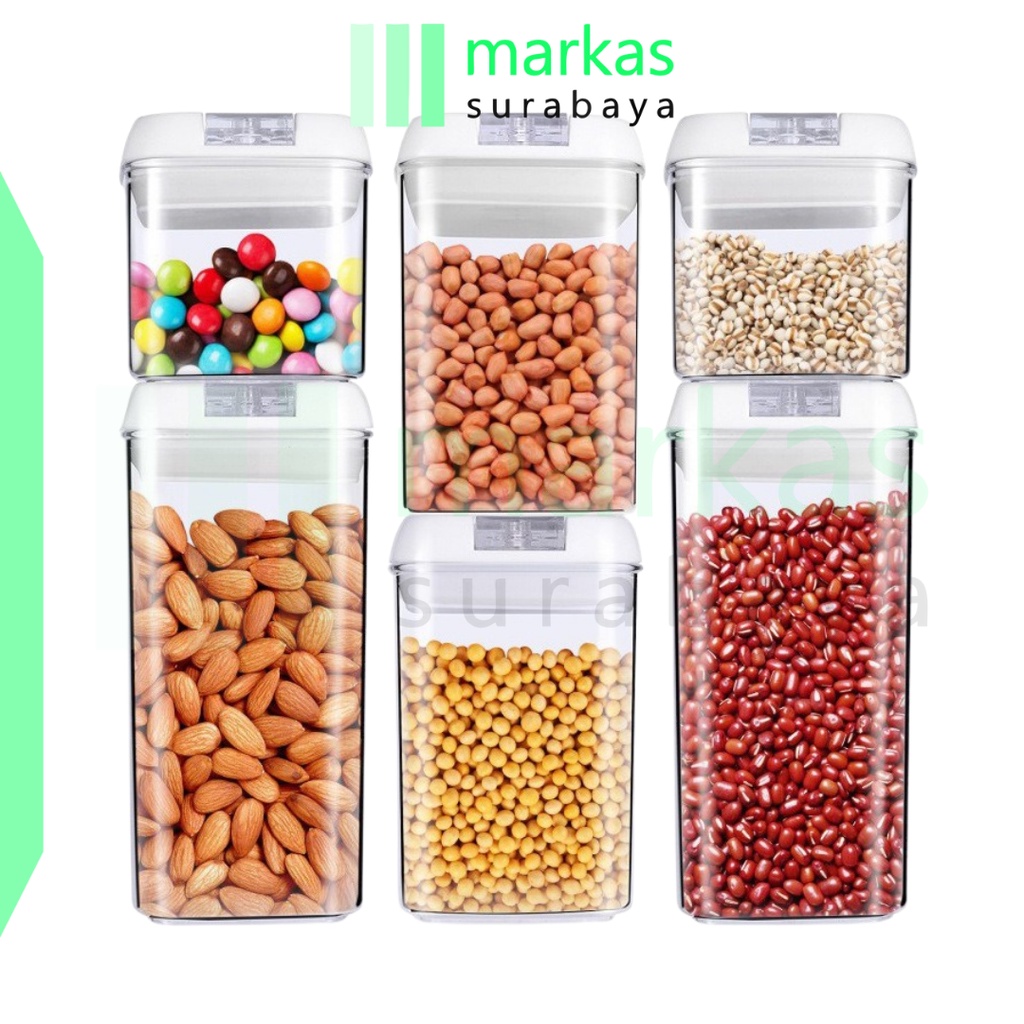 MARKAS HL0264 Toples Dapur Transparan Wadah Tempat Penyimpanan Makanan Food Jar Organizer Pasta Biskuit Kue