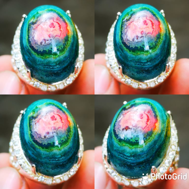 Cincin Batu Akik Pria Pancawarna  Multi Warna Big Size