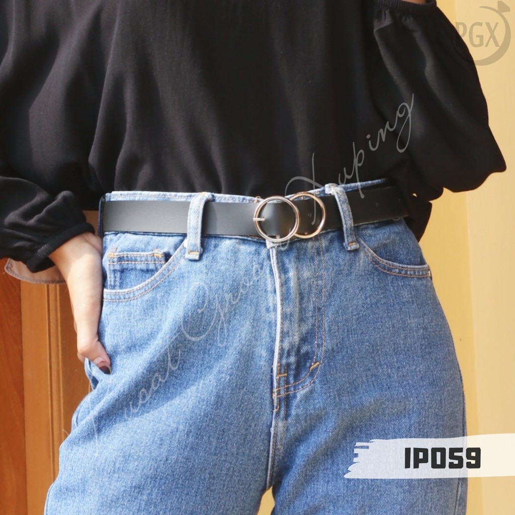 PGX Ikat Pinggang Wanita Ring Belt Korea Sabuk Gesper Kulit - IP059