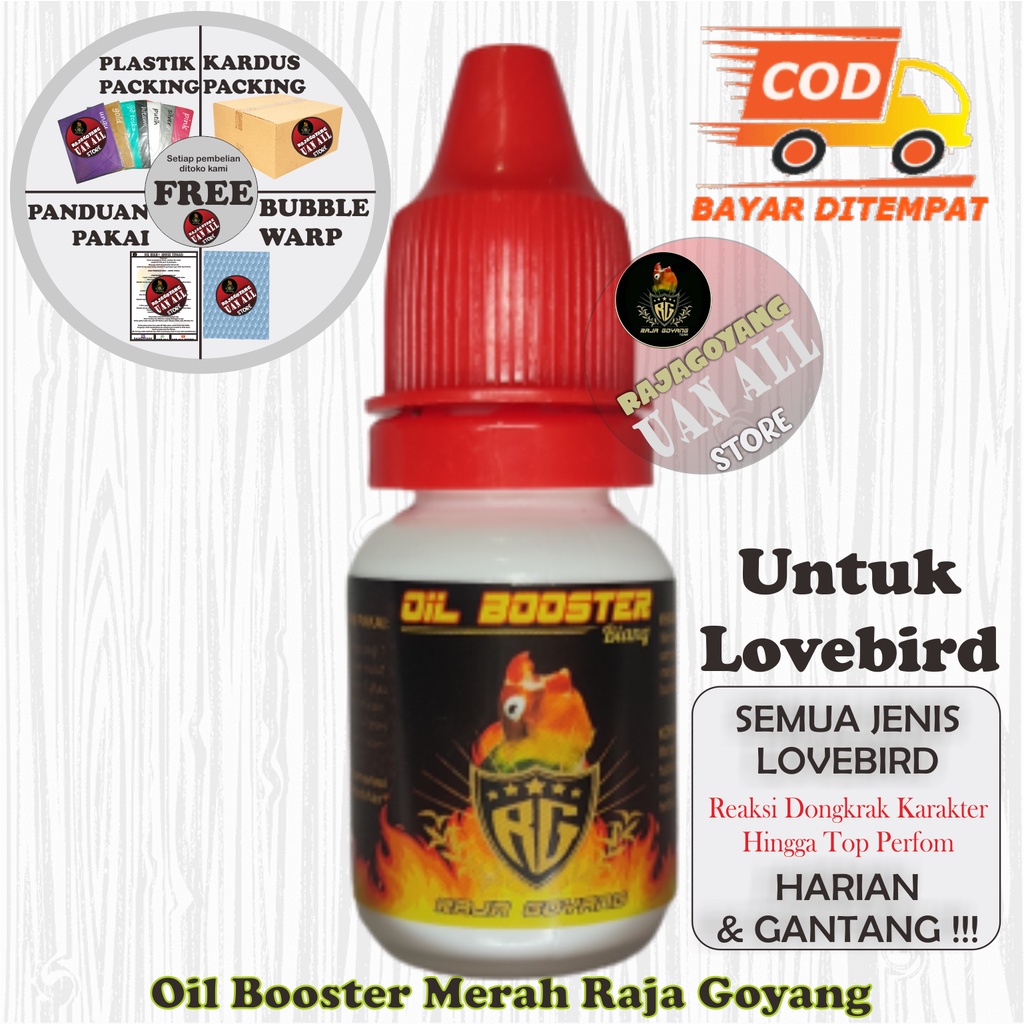 Oil Booster Tutup Merah Rg Original + Panduan Setting Pemakaian  / Doping Lovebird Konslet Raja Goyang /Vitamin Lovebird Konslet Tetes Lovebird Konslet /Obat Lovebird Konslet / Doping Herbal Lovebird / Lb Konslet / Obat Burung Lovebird