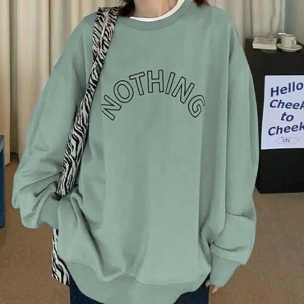 NOTHING SWEATER OVERSIZE - SWEATER WANITA SWEATSHIRT OBLONG OVERSIZE