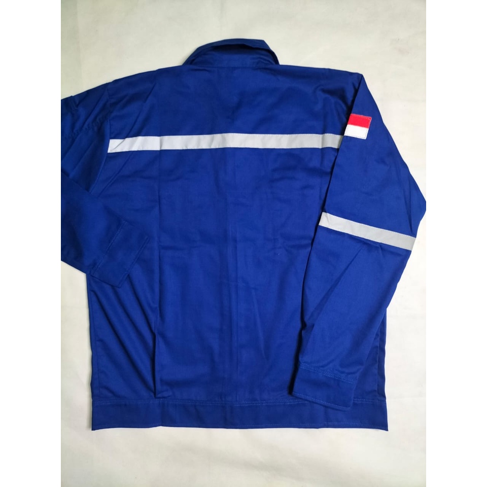 Kemeja Safety Wearpack Lengan Panjang | Seragam Proyek Full Biru Benhur