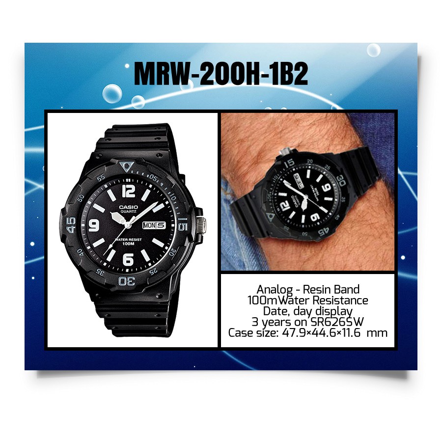 Casio Original MRW-200H Jam Tangan Pria - Analog - Karet - Hitam