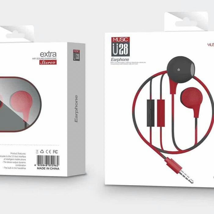 HEADSET HANDSFREE U28 MACARON MATE COLOR HIFI EXTRA BASS