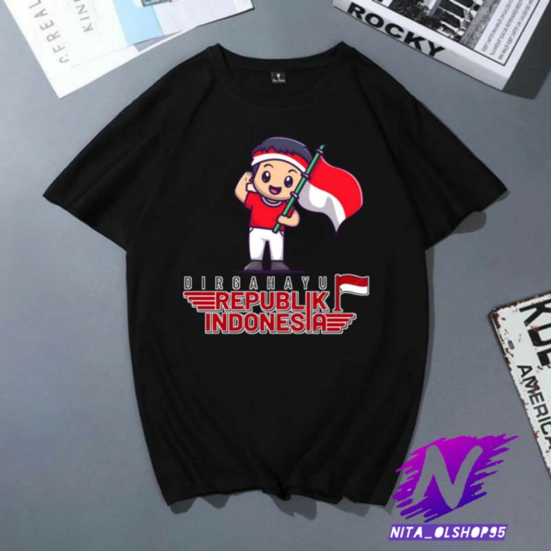 kaos anak dirgahayu Indonesia baju anak 17san animasi 17 agustusan