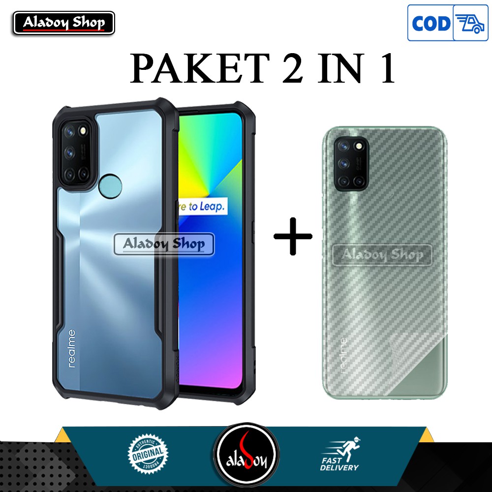 Case Realme 7i Airbag Shockproof Transparent Casing + Skin Carbon