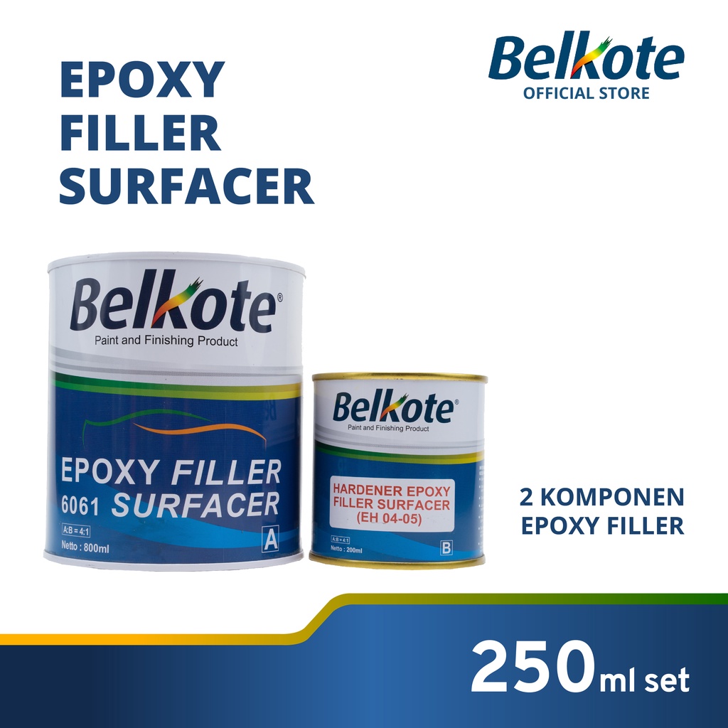 New Belkote Epoxy Filler Surfacer - 250ML (Cat Dasar Epoxy / Cat Mobil / Cat Besi Anti Karat)