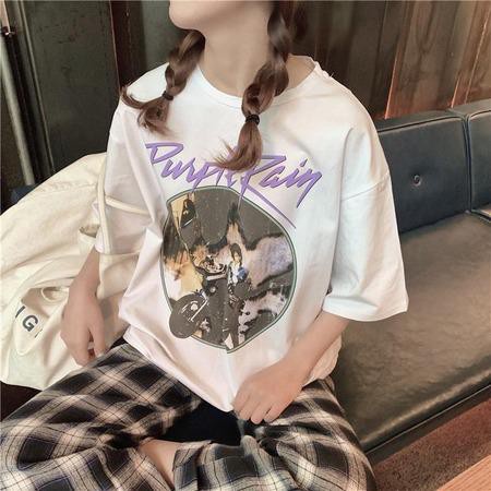 Kaos Oversize Wanita Pria Purple Rain Over Size Cowok Cewek LD 106 P 65