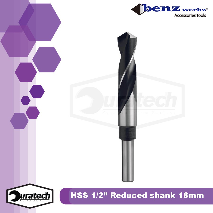 Mata bor besi mesin bor tangan 18mm / Reduced shank 1/2inch size 18 mm Benz Werkz Reduced-shank-18mm