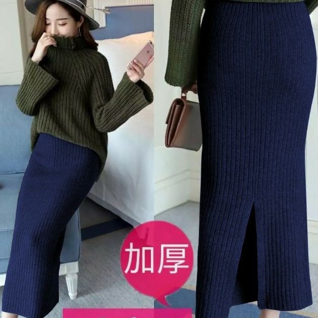 [ Premium TEBAL] ROK RAJUT PANJANG BELAH / Rok Span Knitted /Rok Span Belah TENGAH dan BELAH PINGGIR