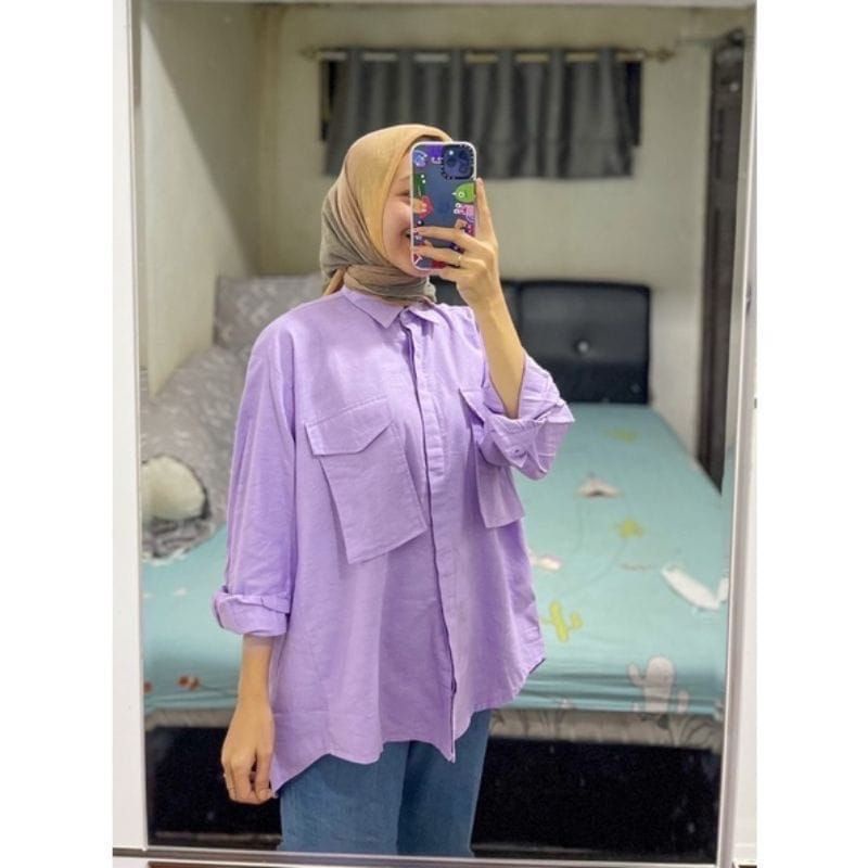 POCKET KEMEJA BLOUSE PREMIUM BAHAN RAYON ORIGINAL100% HIGH QUALITY100%