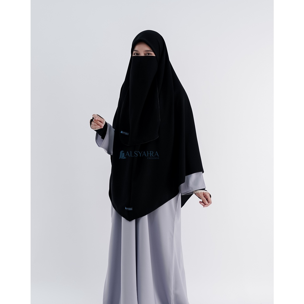 Set Khimar Instan Aisyah Jetblack Alsyahra Exclusive Free Cadar Tali-3