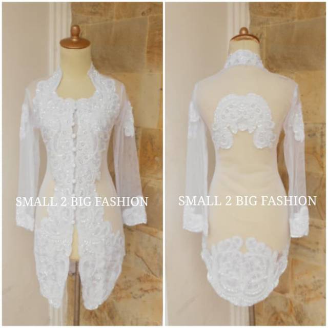 Kebaya modern lengan panjang / kebaya akad nikah / kebaya modern putih / kebaya payet wisuda