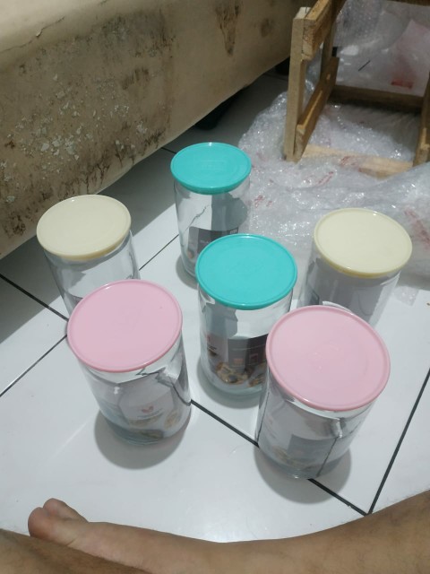 Toples Kaca Bulat Kedap Udara Kyoto B Set Ukuran 1000 Ml  (6pcs)