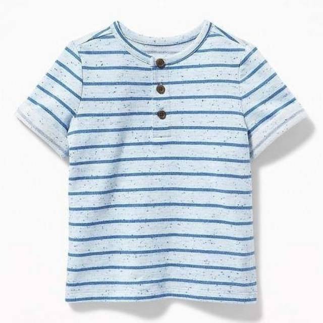 Kaos Anak Laki - Laki Henley Old N*vy Stripe Blue