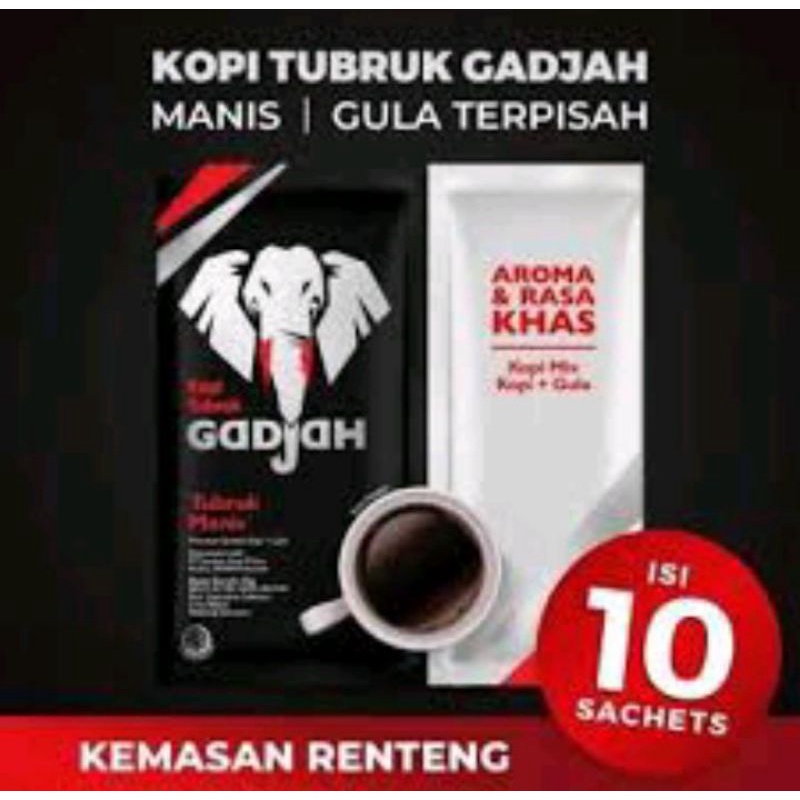 

kopi tubruk gadjah renceng isi 10 sachet