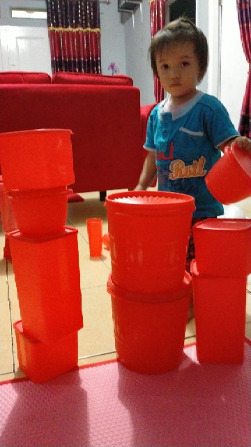 [indra] Set Merah Toples Bulat Isi 12pcs/sbmb 2242/bonus 2 Gelas/toples Peyek