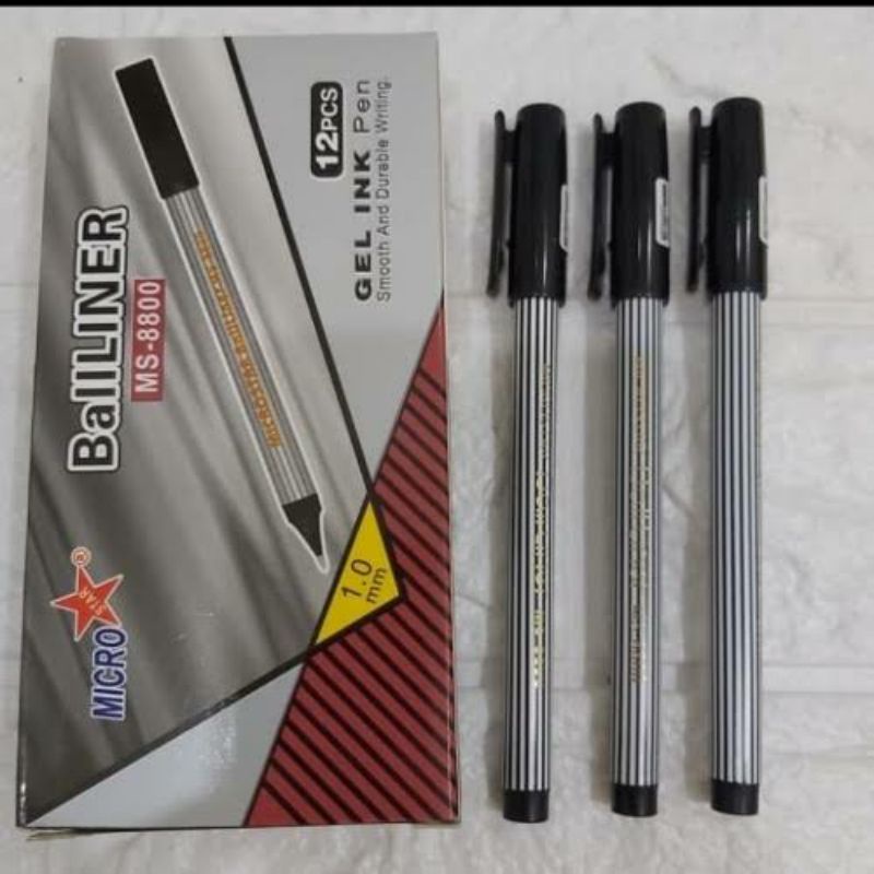 

Pulpen Hitam BallLiner MS-8800 1.0mm Gel Ink