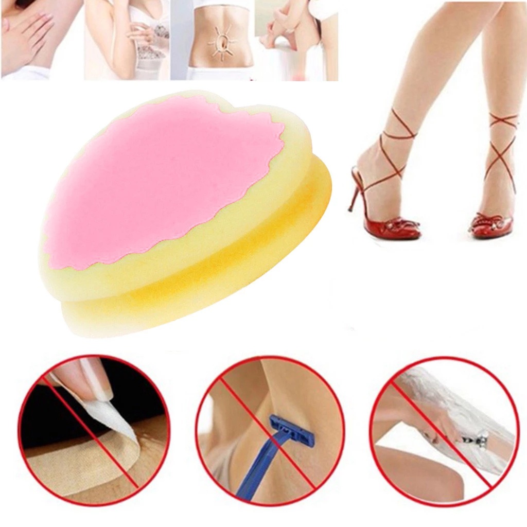 Painless Hair Removal Sponge /Effective Remover Depilation Sponge Pad / Body Exfoliator Pad Physical Hair Removal Tool,Suitable for Men and Women's Faces, Legs, arms, and can be reused