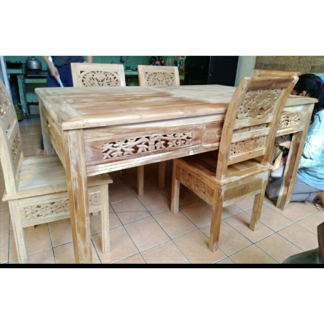 Meja makan jati murah - meja makan kartini - mebel Jepara