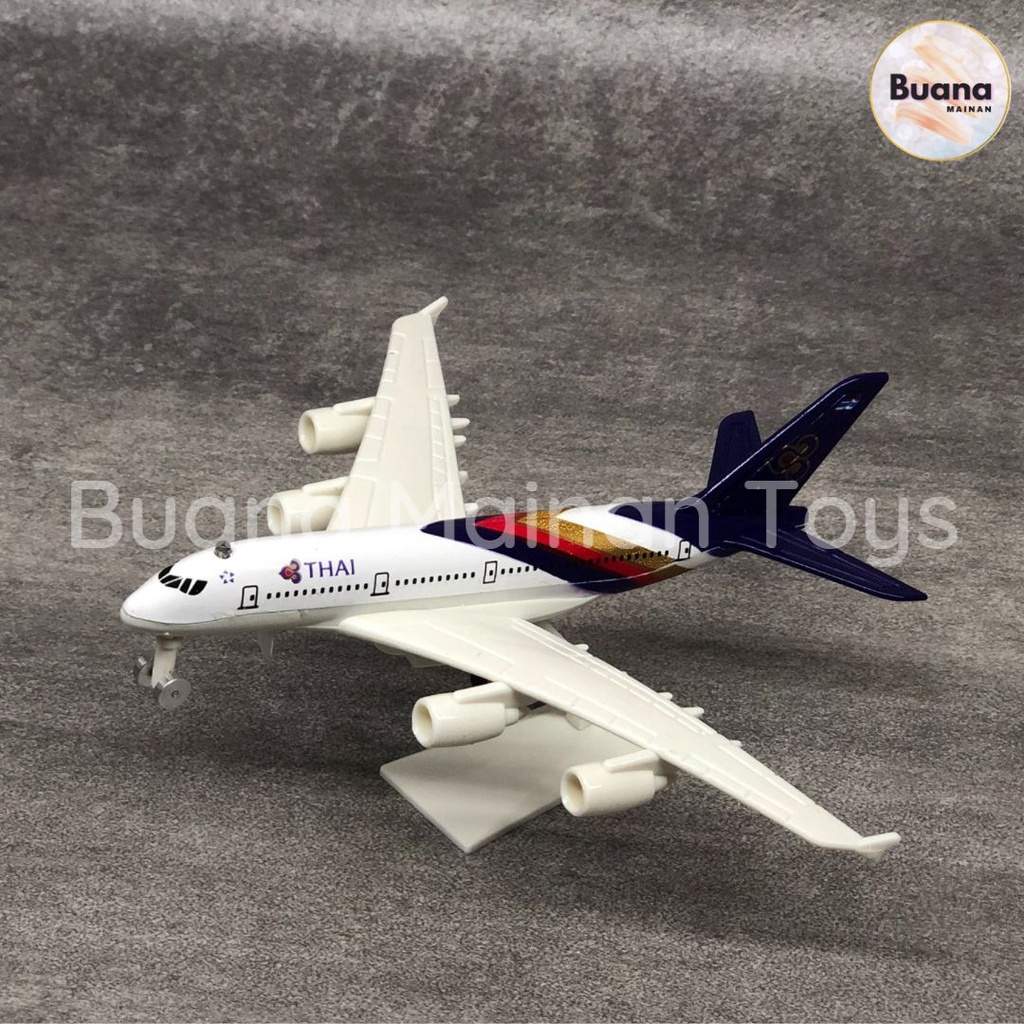 DIECAST AIR PLANE PESAWAT TERBANG BOEING LIGHT SOUND MAINAN ANAK