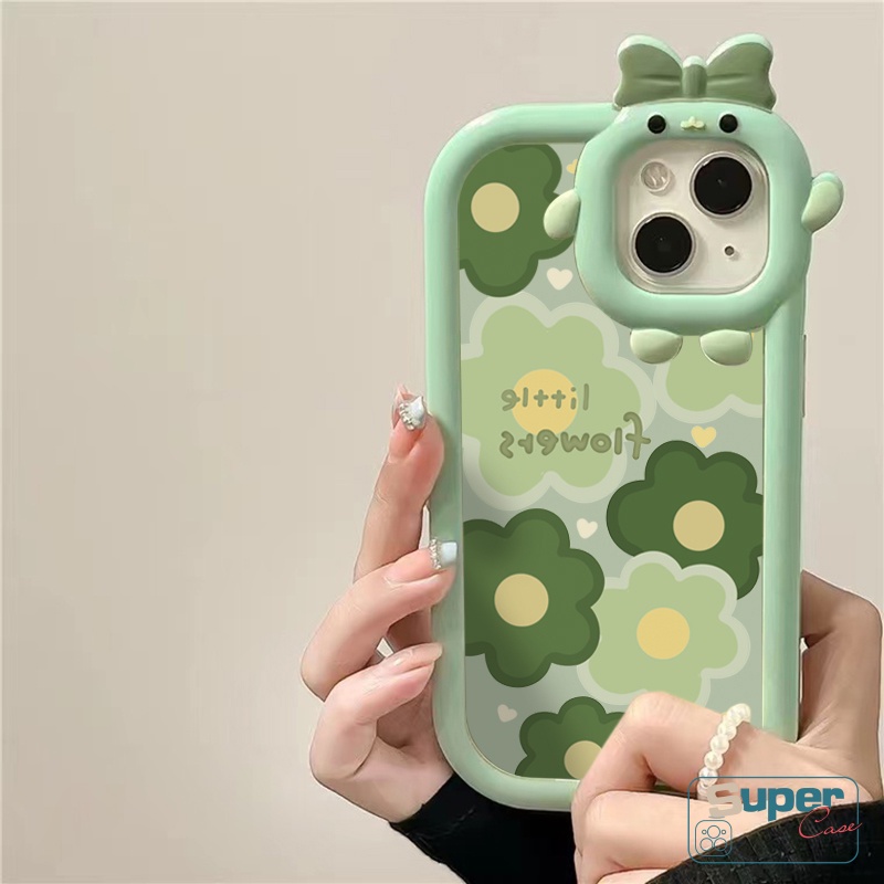 Case Bunga Segar Untuk Samsung A14 A04s A03s A04 A12 A13 A23 A03 A02s A04E A32 A22 A53 A21s A50s A33 A30s A51 A50 A52 A52s A31 A73 A11 A71 A53 3D Bow Little Monster Lens Soft Case