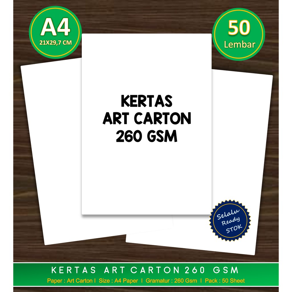 

Kertas Art Carton Ukuran A4 1 Pak isi 50 Lembar