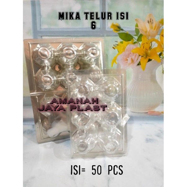 

(50pcs) Mika Telur Isi 6 Butir tanpa Kancing / Tray Telur Isi 6 Butir / Kemasan Telur Bebek