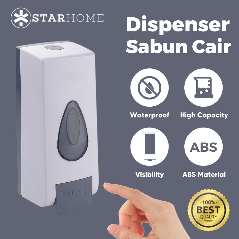 Dispenser Sabun Cair Sanitizer Cair Gel Tempat Sabun Hotel Mall StarHome Soap Dispenser Jumbo 600ml-Putih