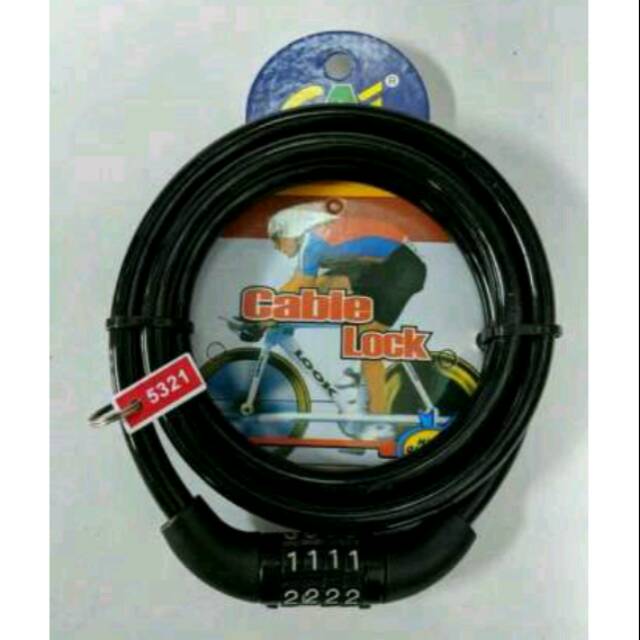 Gembok Sepeda Gowes Ontel Motor 4 Kode Angka Spiral Pengaman 100