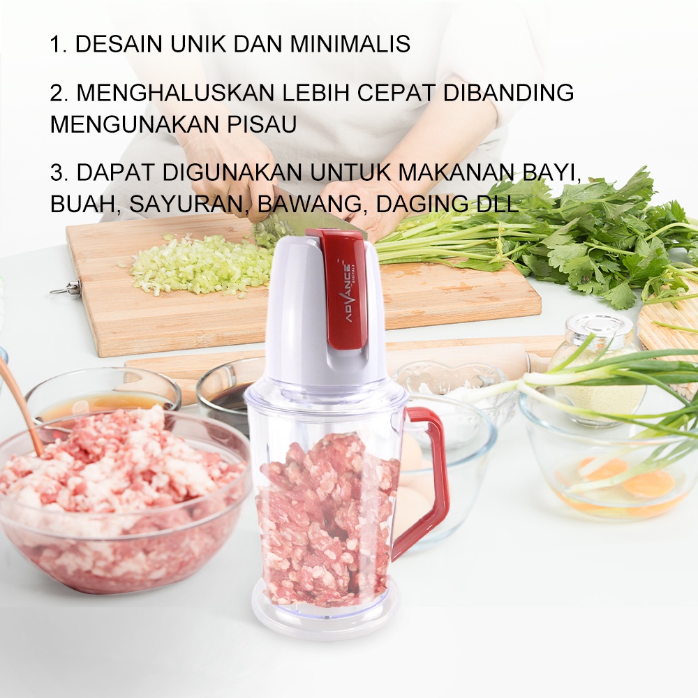 ADVANCE 1.5L Food Chopper Elektrik CHP-15N Garansi Resmi 1 tahun (beli 1 gratis 1)