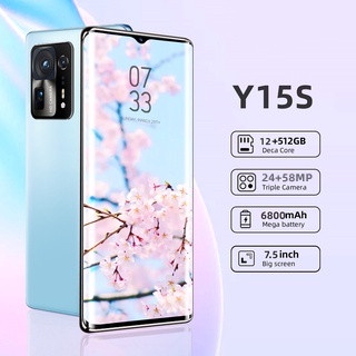 5G Android Smartphone Y15S Dual Sim Card Call Voice Call 7.5 -Inch High -Definition Screen 12GB+512GB Sidik Jari Orang Android Phone