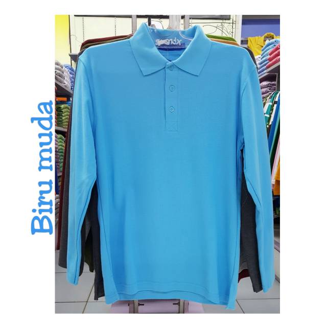 KAOS POLO SHIRT PRIA BIRU MUDA