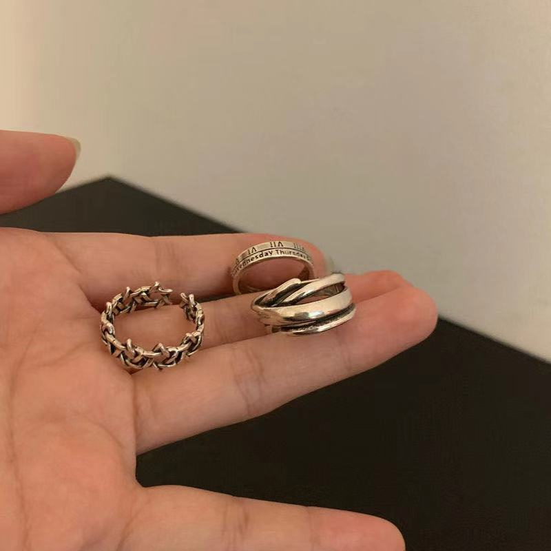 We Flower 3 Pcs Retro Perak Terbuka Buku Jari Cincin Set Untuk Wanita Pria Unisex Adjustable Punk Cuff Finger Rings Perhiasan