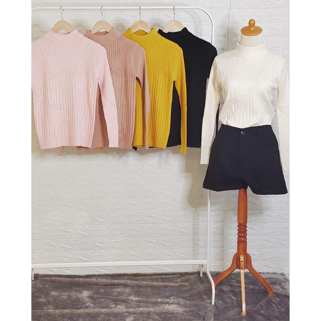 Sweater Rajut Wanita, Sweater Rajut Motif Segitiga, Sweater Rajut Halus