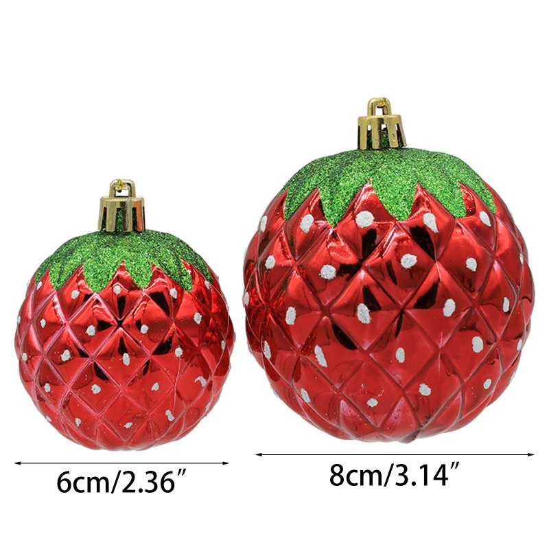 6pcs / set Ornamen Liontin Bentuk Strawberry Untuk Dekorasi Pohon Natal