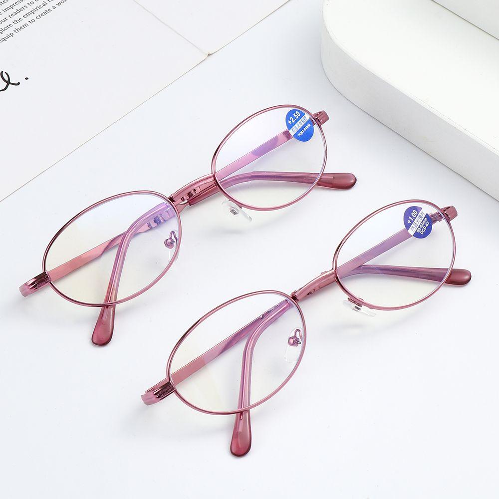 ❈Rowan ROWAN ROWAN❈ Kacamata Baca Presbyopia Lipat Portable Ultra Ringan Anti UV / Blue Ray Dengan Case Metal Untuk Wanita