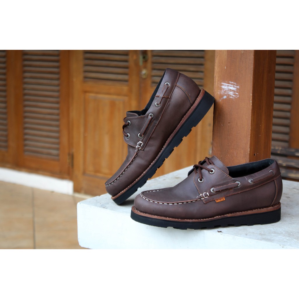 Dr Faris Zapato - Sepatu Pria Casual Brown Pull Up Sol Hak & Vibram
