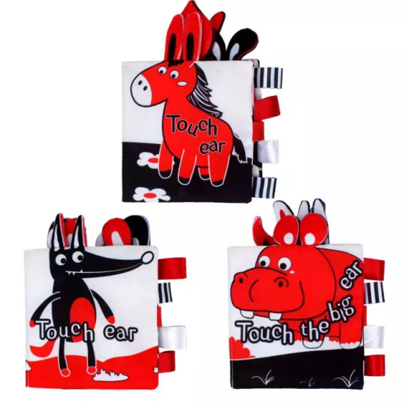 Softbook Cloth Book Mainan Edukasi Bayi Buku Hitam Putih Merah Monokrom